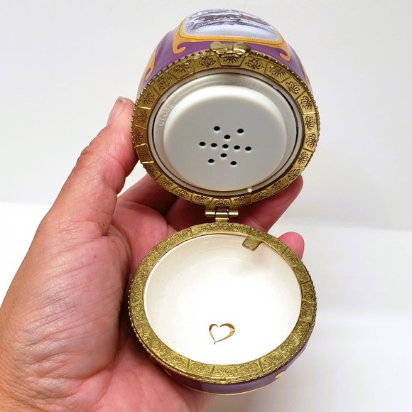 Valerie Parr Hill Mr. Christmas PURPLE Musical Egg Trinket Box Ornament Sleigh - Picture 6 of 12